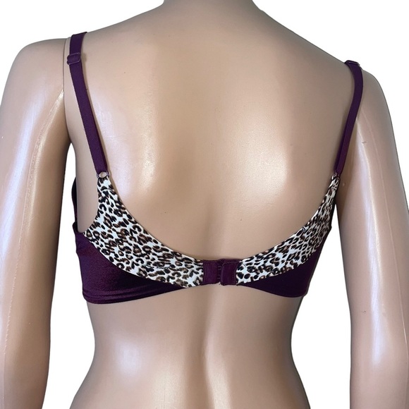 Victoria Secret Push Up Bra Women's size 32 D purple cheetah underwire padded - Picture 2 of 6